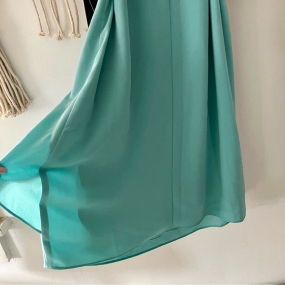 NWT Adrianna Papell Aruba Blue Gauzy Crepe Draped Front Dress - Picture 4 of 12